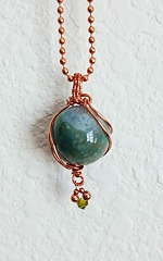 Indian agate spherical pendant-10 with Czech crystal dangle